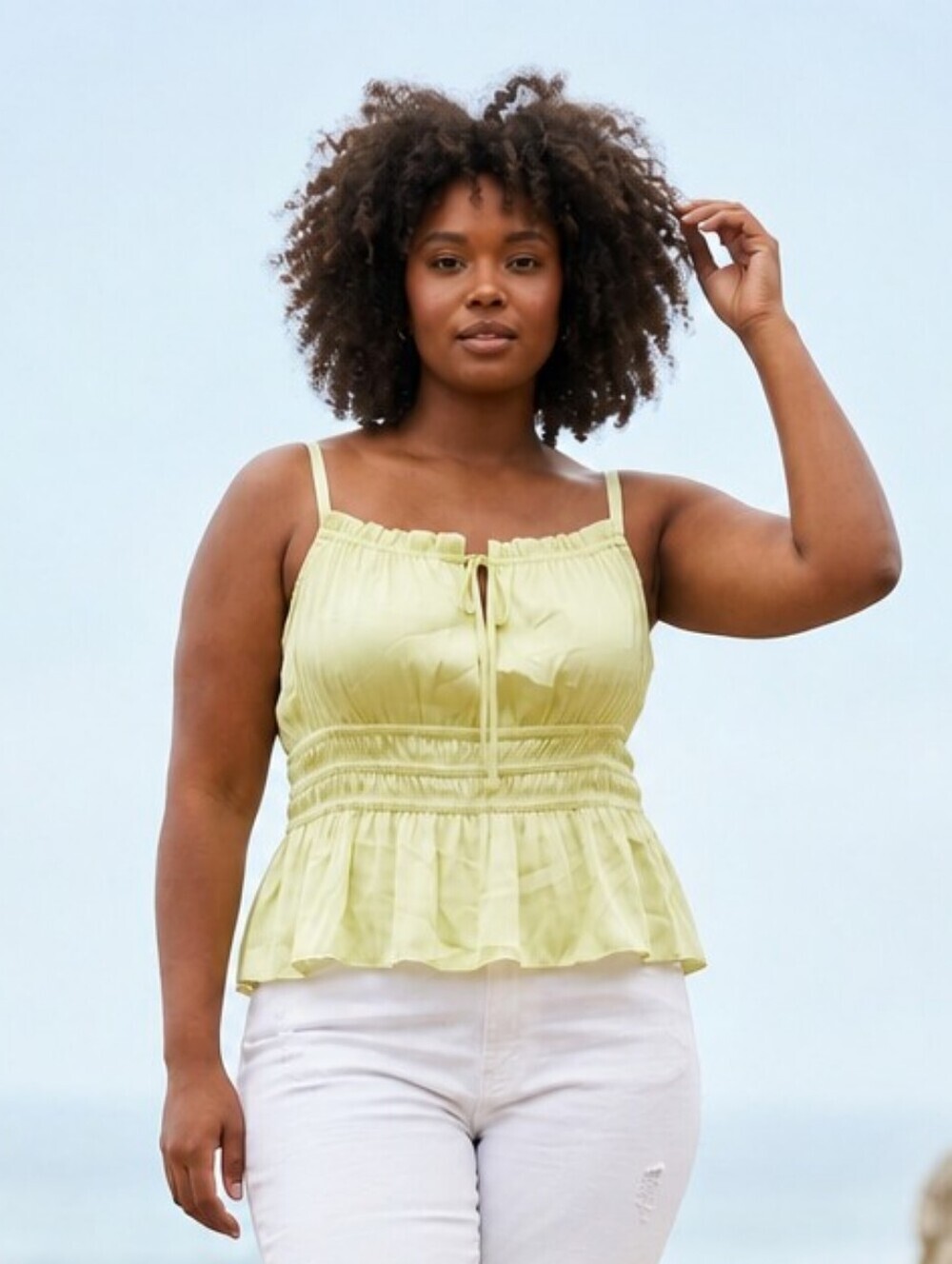 NWT Women’s RYEGRASS A Touch Of Lime Satin Camisole Tank Sz Large